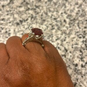Ruby red diamond cut ring